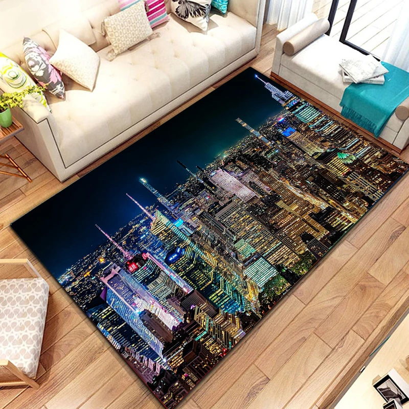 Home Textiles New York - New York City Street View พรมสําหรับห้องครัวห้องน้ําแผ่นกันลื่นระเบียงเด็กห้องนอนเด็กห้องนั่งเล่นตกแต่งพื้นที่เสื่อ