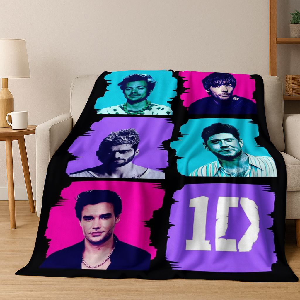 Home Textiles Direct - 3D 1D Rock-One-Direction Combinatio ผ้าห่มผ้าสักหลาด, ผ้าห่มนุ่มสบายสำหรับบ้านห้องนอนเตียงโซฟาปิกนิกเด็กของขวัญ